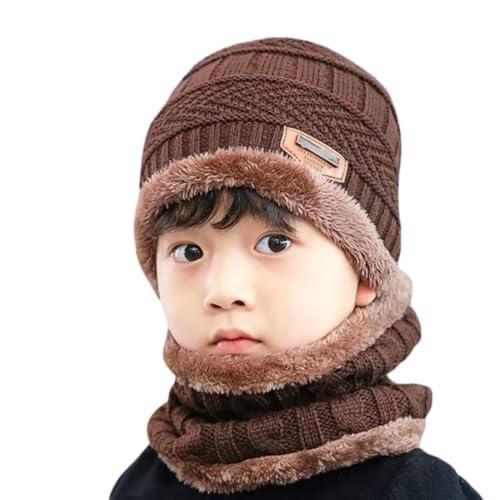 Image of Woolen Winter Cap with Neck Scarf for Boys and Girls /Kids Winter Cap (Age 5-14 Years)
