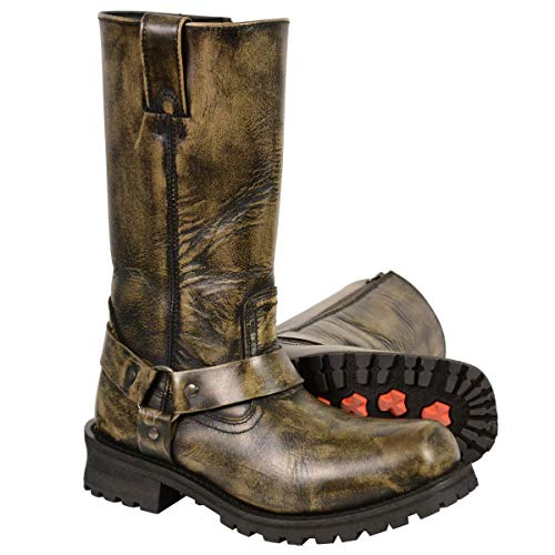 Image of Milwaukee Leather Men's Distressed Gray Leather 11-inch Classic Harness Square Toe Motorcycle Boots MBM9006 | Premium Material, Square Toe, Rider Ready, Durable Everyday Wear