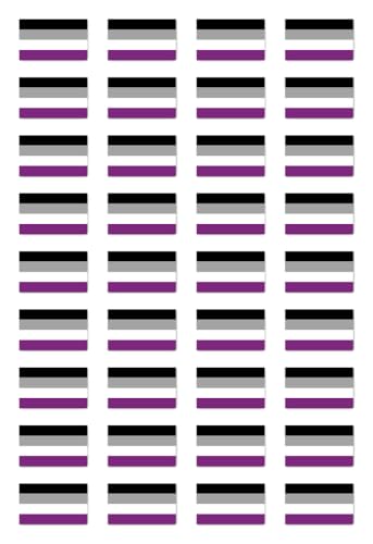 Aufkleber: 25x15 mm, 36 Stück - Flagge - Asexual/Asexuelle Pride - LGBTQ - für Auto, Laptop und mehr