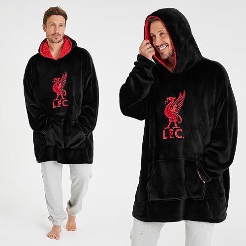 Liverpool F.C. Oversized Hoodie Blanket For Men, Official Football Gifts (Black) - Image 4
