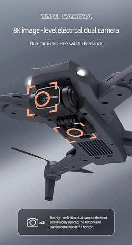 Image of Heattack Olly'S-Drone-With-4K-Camera-Wifi-FPV-1080P-HD-Dual-Foldable-RC-Drone-Altitude-Hold-Headless-Mode-Visual-Positioning-Auto-Return-App-Control-Multicolor-4 (DN11)