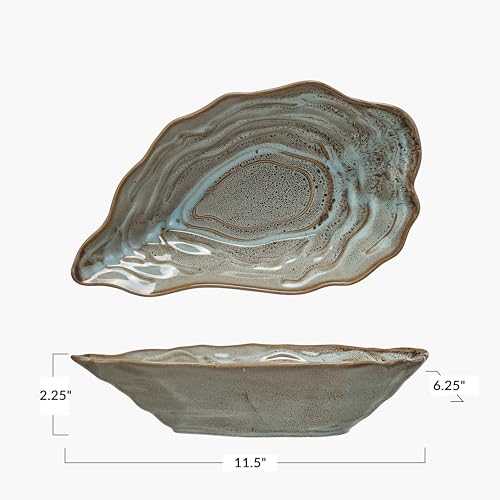 Creative Co-Op Oyster Shaped Stoneware Bowl, Blue by Creative Co-Op - Image 4