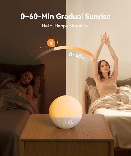 Dreamegg Sunrise Alarm Clock, Wake Up Light White Noise Machine 29 Sounds, One-Click Favorite Sleep Mode, 10 Colors Night Light, Digital Alarm Clocks Bedside for Baby Kid Adult, Sunrise 2 - Image 5