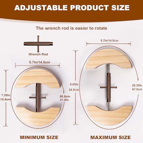Image of Hat Stretcher, Hat Stretchers for Fitted Hats, Wooden Hats Stretcher with Lever Wrench, Extender for Men