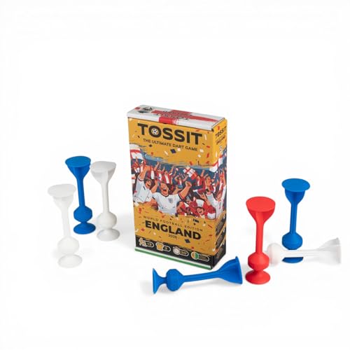 TOSSIT Suction Cup Darts Toss Game Perfect Family and Party Silicone Throwing Game for Backyard Indoor and Outdoor Fun Starter Pack World Football Edition England