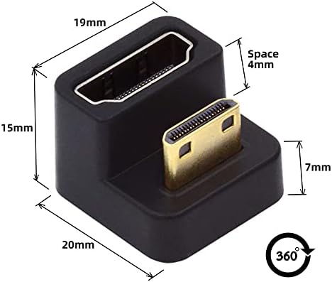 NFHK 360 stopni w dół przeciwległy kształt litery U tył kątowy mini HDMI 1.4 męski na HDMI żeński przedłużacz adapter konwerter