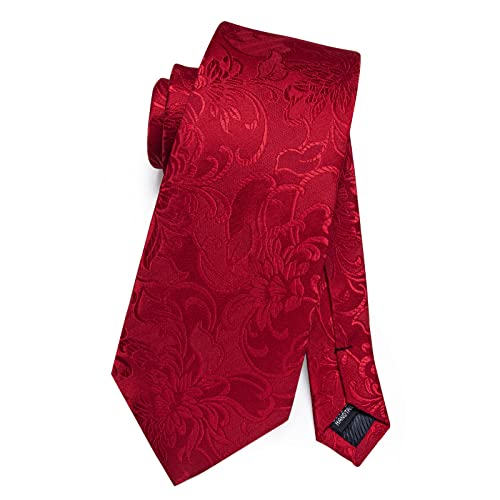 Image of DiBanGu Mens Paisley Tie Set Silk Woven Jacquard Necktie and Pocket Square Cufflinks Gift Set for Wedding Bussiness