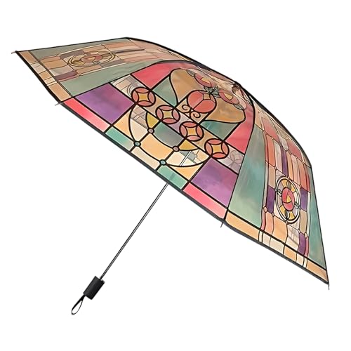 Paraguas de mujer genérico, paraguas vintage vidrieras para mujer | Protección de lluvia y viento impermeable uso tiempo para transporte caminar playa jardín
