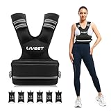 Liveet Adjustable Weighted Vest for Women Men, 11-20lb Weight Vest with 6 Ironsand Bags, Running Vest with Reflective Strips Adjustable Buckle Straps for Walking Strength Training
