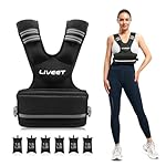 Adjustable Weighted Vest for Women Men, 4-10lb 11-20lb 20-32lb Weight Vest with 6 Ironsand Bags, Running Vest with Reflective Strips Adjustable Buckle Straps for Walking Strength Training