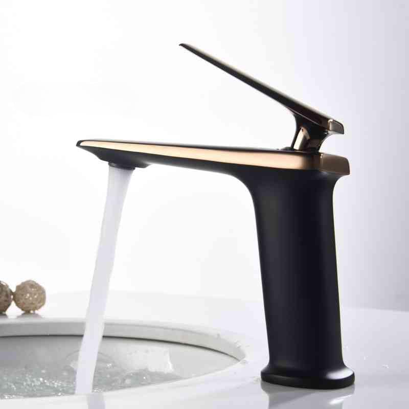 Robinet mitigeur de lavabo Black-Gold monotrou pour eau chaude et froide