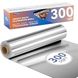 23um Heavy Duty Aluminum Foil Roll 12 In x 300 SqFt, Non-Stick Tin Foil Wrap with Cutter Box, Non-Stick Foil Aluminum Roll for Cooking, Baking, Grill Grate Coverage & Food Storage