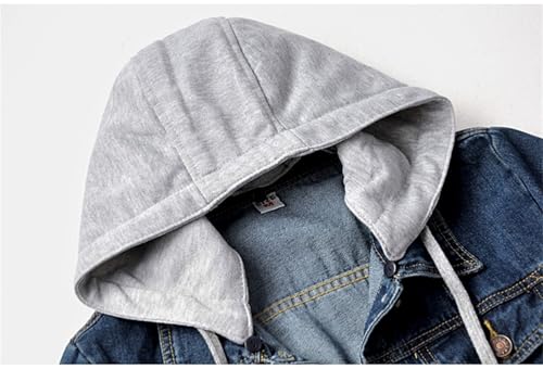 Women's Casual Long Sleeve Slim Hoodie Denim Jacket, Button Down Removable Hoodie Jean Jacket3