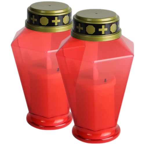 Yardenfun Candele a LED senza Fiamma Impermeabili per Esterno Set da 2 Candele a Colonna a Batteria per Decorazioni Giardino Lumini LED per Cimitero e Chiesa Luce Calda Sicura e