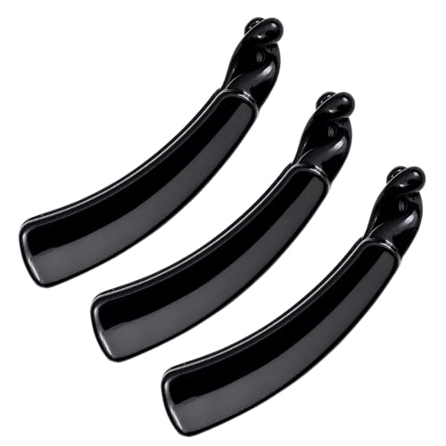 Image of Glaze Glossy Finish Curved Claw Hair Clips for Women & Girls | Strong Grip Non-Slip Hair Jaw Clips for Thick, Thin & Curly Hair | Everyday Styling Accessories | Black, Pack of 3 (small)