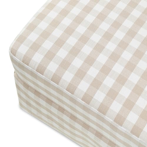 Image of Namesake Crawford Gliding Ottoman in Tan Gingham, Greenguard Gold & CertiPUR-US Certified