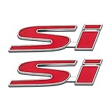 HQS 2Pcs Chrome Metal Car Lid Trunk Si Emblem 3D Logo Sports SUV Auto Coupe Turbo Badge Racing...