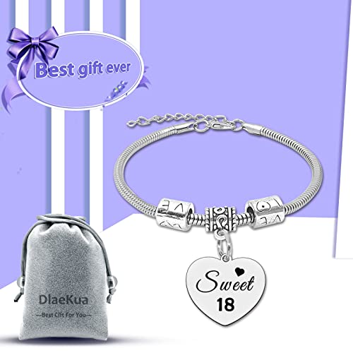 18Th Birthday Gifts For Girls Bracelet For 18 Years Old Girls 18Th Birthday Bangle Gifts 18Th Birthday Presents For Daughter Best Friend Valentines Day Gifts Stainless Steel Engraving Bracelet #TOP6