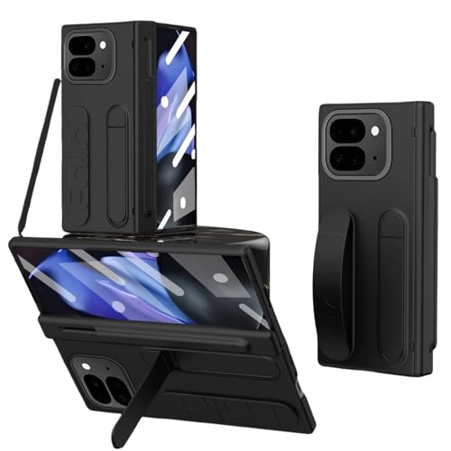 for Google Pixel 10 Pro Fold ��p �܂肽���݃P�[�X �y���̎��[ 360�x�h�� �����K���X���O��ʕی�t�B���� �q���W�ی� �����X�^���h �ϏՌ��o���p�[ �V���R���o���h�t�� �����J�����K�[�h �B���X�^���h�t���O�[�O���s�N�Z�� 1