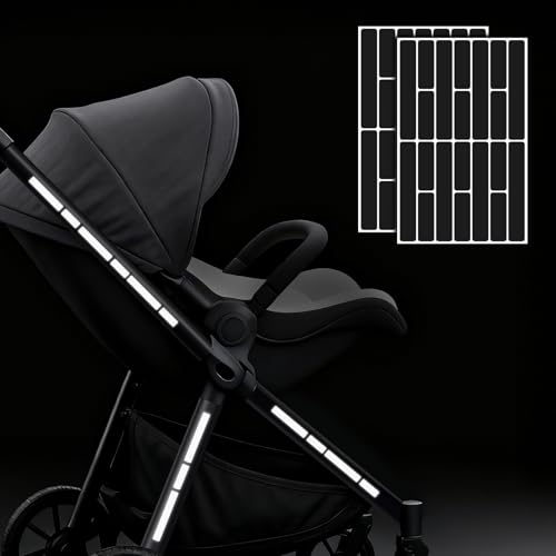 Siegvoll Fahrrad Reflektoren Aufkleber Set Reflektoren Sticker für Kinderwagen Reflektierende Aufkleber für Scooter Helm Roller und Motorrad (Tag-Schwarz Nacht-Hell)