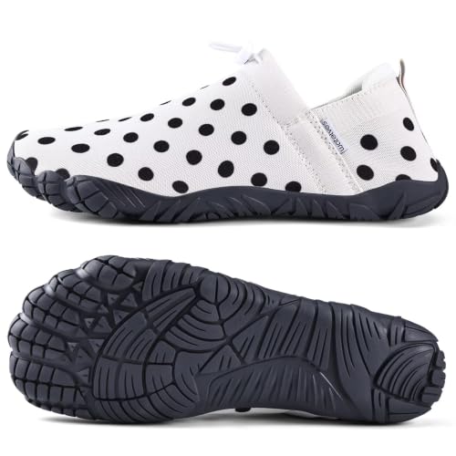 Image of WateLves Water Shoes Womens Mens - Comfortable Lightweight Striped Pattern Barefoot Shoes for Beach Swim Pool Yoga Boating Water Aerobics
