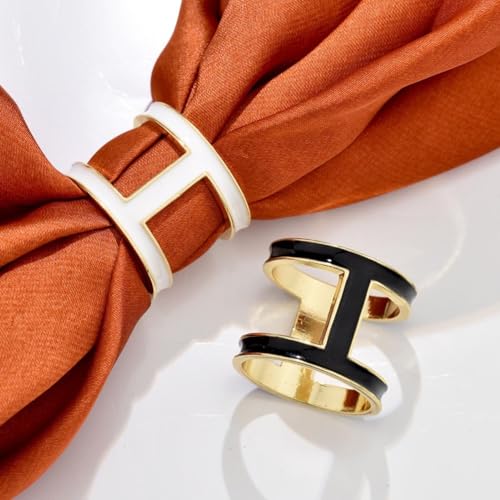 Image of SYWDUDUCLT Scarf Ring for Women's Shawl, Silk Neckerchief, Tshirt, Gold /Sivler, S /M /L, 2 Pcs