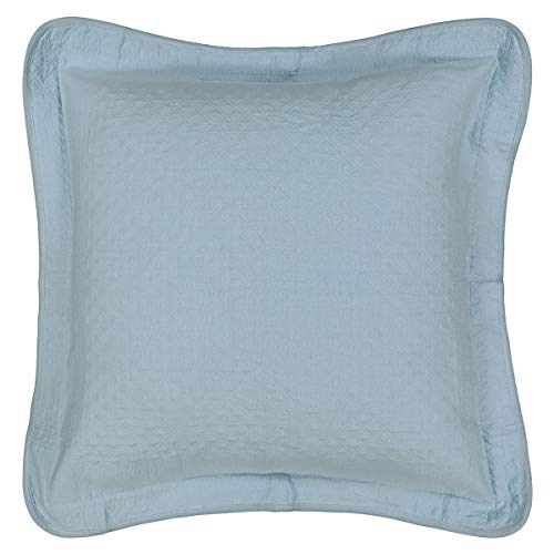King Charles Modern Farmhouse Floral Matelasse Decorative Pillowcase, 100% Cotton Breathable Bedding, Euro Sham (26" x 26"), Blue