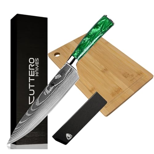 Faca do Chef - Cutelo Sky - Aço Inoxidável - 8 Polegadas (kit faca com tabua de corte)