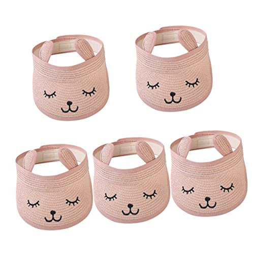 Chapeau de soleil visière rose pour enfants | Lot de 5 casquettes anti-UV