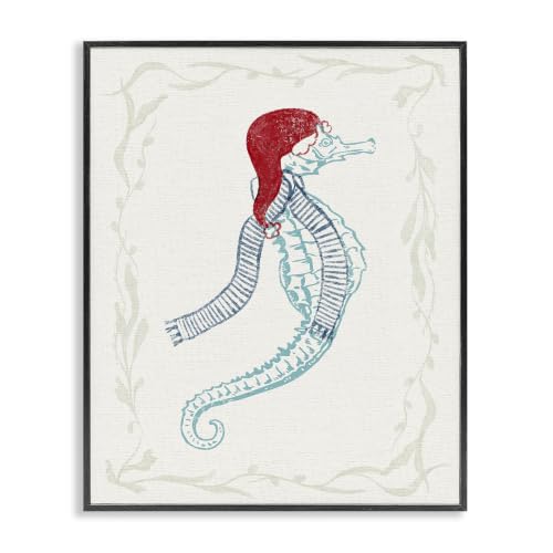 Coastal Christmas Seahorse Santa, 11 x 14 Inch Framed Giclée Print