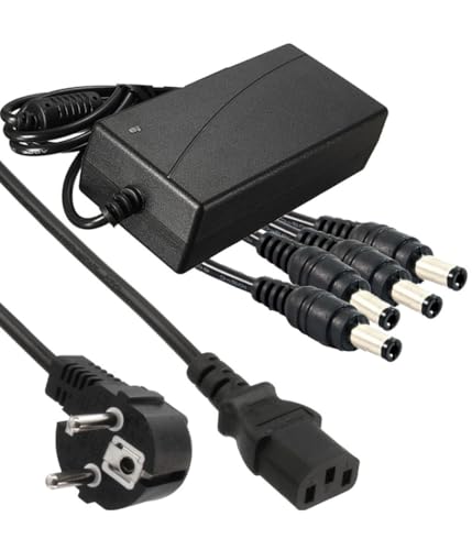 Trade Shop Traesio Alimentatore Stabilizzato Trasformatore 12V 5A 4 Uscite Telecamere Dvr Strisce