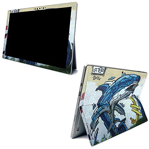 Image of MightySkins Carbon Fiber Skin for Microsoft Surface Pro 7 - Robo Shark | Textured Carbon Fiber Finish | Easy to Apply, Remove, and Change Styles | Made in The USA,Model Number: CF-MISURPR7-Robo Shark