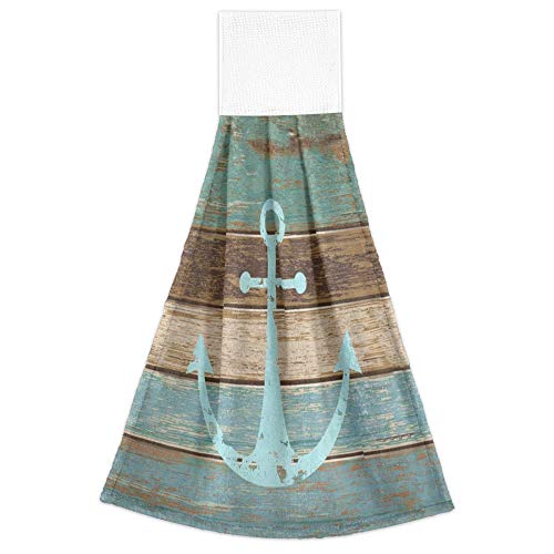 Retro Wooden Board Anchor Hanging Kitchen Towels Vintage Beach Sea Ocean Marine Nautical Theme Bathroom Hand Tie Towel Fast Drying Dish Tea Towels For Bath Tabletop Gym Home Decor Set Of 2 #TOP6
