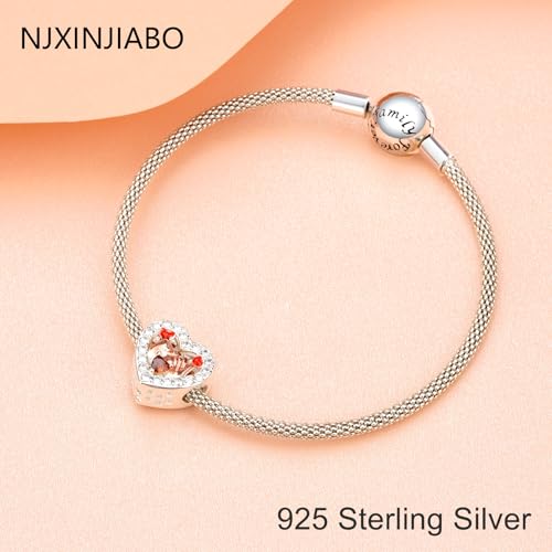 Image of S925 Sterling Silver Rose Gold Romantic Charm Pendant, Gifts for Family Friends Girlfriend, Valentine's Day Birthday Christmas Anniversary, Bracelet Necklace Bead Dangle Charm for Women Jewelry