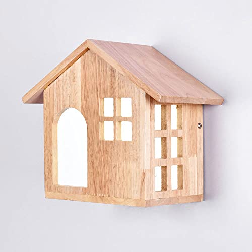 Aplique de pared de madera infantil 12W con diseño de casa para dormitorio de niños