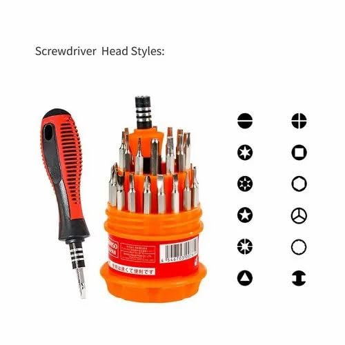 Image of Premium Stainless Steel 31-in-1 Magnetic Screwdriver Tool Kit Set - Complete Precision Toolkit For Electronics, Repairs, and More with Magnetic Tips, Non-Slip Handle, and Portable Case.