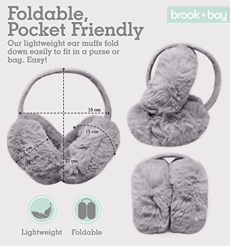 Brook + Bay Ear Muffs For Women - Winter Ear Warmers - Soft & Warm Cable Knit Furry Fleece Foldable Earmuffs Ear Covers For Cold Weather #TOP2