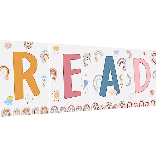 Qeeenar Reading Posters Read Sign Set Boho Library Decor Classroom Reading Corner Decoration...