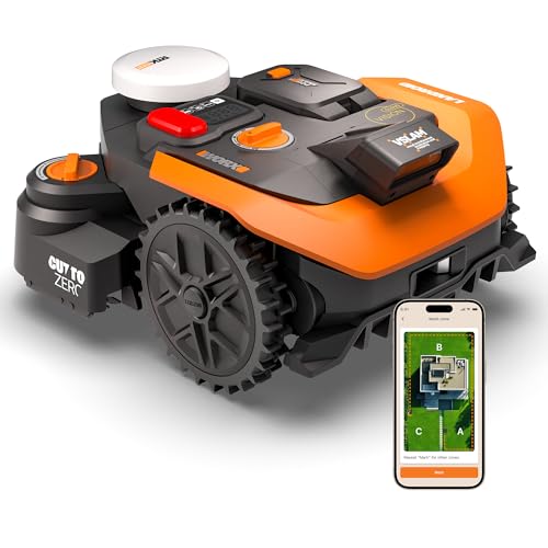 WORX Vision Cloud 2WD Robot Tondeuse WR308E, sans Fil périphérique, jusqu'à 800 m² (évitement d'obstacles par IA, Navigation VSLAM + RTK Cloud,...
