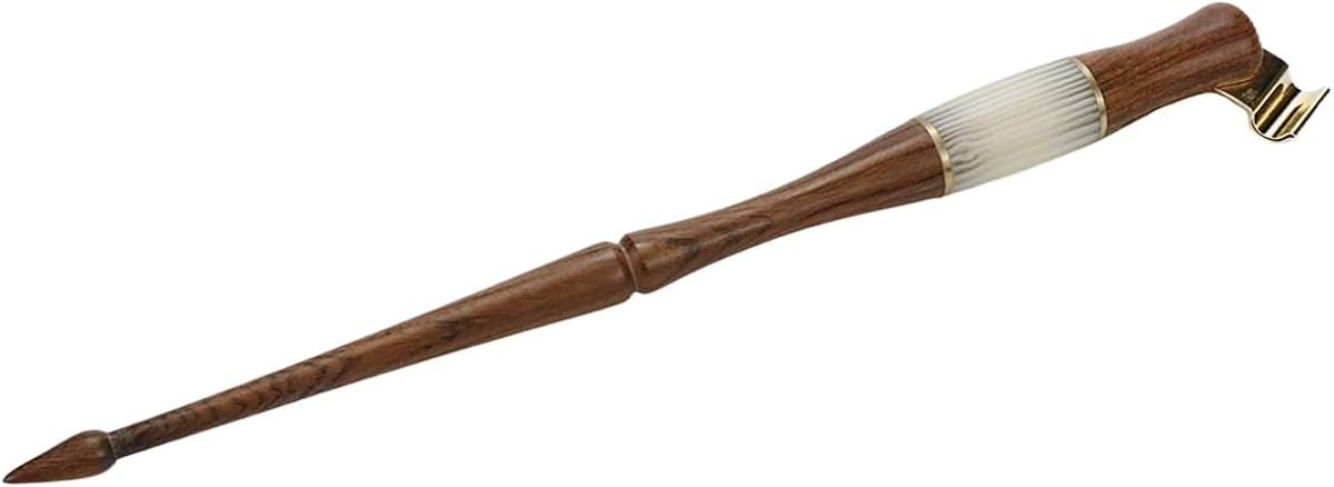 Dip Pen Wood Calligraphy Oblique Nib Pen Holder with Removable Multi-fit Brass Flange for English Calligraphy Drawing Comic, Brown