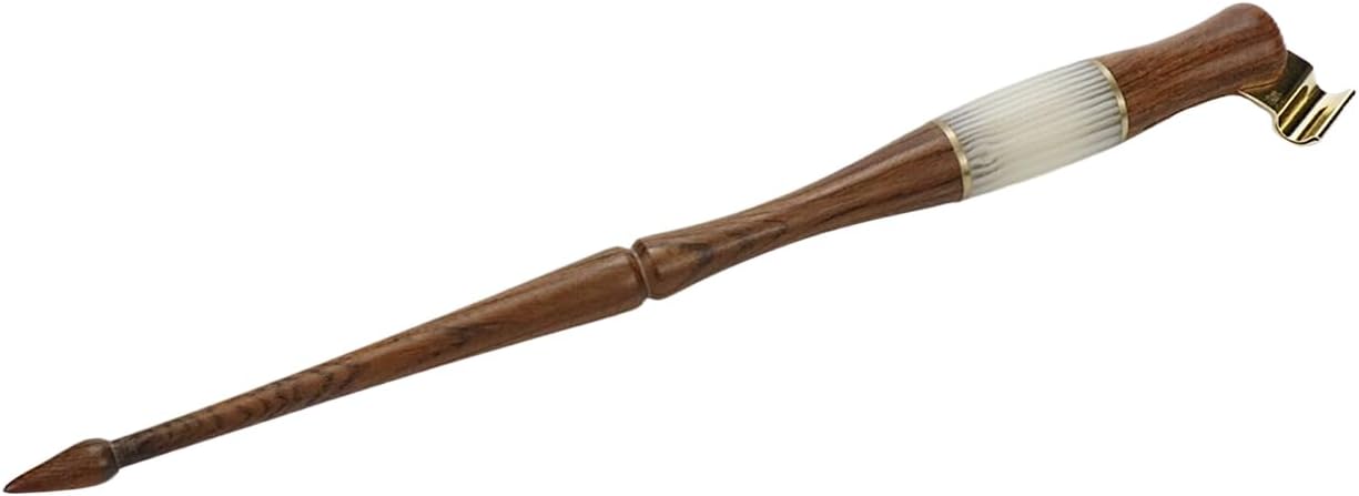 Dip Pen Wood Calligraphy Oblique Nib Pen Holder with Removable Multi-fit Brass Flange for English Calligraphy Drawing Comic, Brown