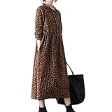 [セカンドルーツ] ロングワンピース 小花柄 ウエスト ギャザー フレア Aライン 長袖 綺麗 秋 冬 オフィス ビジネス 仕事 オシャレ カワイイ おしゃれ ゆったり じょうひん 婦人 カジュアル 部屋着 秋物 秋服 冬物 冬服 ワンピ ロング丈 動きやすい 着心地のいい 服 着やすい 柄物 スリム 模様 柄あり ユッタリ とろみ ふんわり 茶 ブラウン 4A-R02-BR2XL