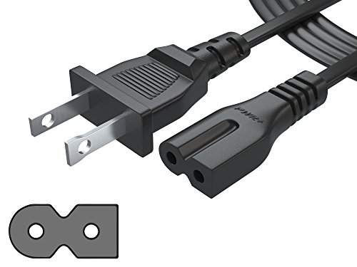 UL Listed Pwr Long 6 Ft 2 Prong Polarized-Power-Cord IEC-60320 IEC320 C7 to NEMA 1-15P for Vizio-LED-TV Smart-HDTV E-M-Series and Others 2 Slot Adapter-AC-Wall-Cable
