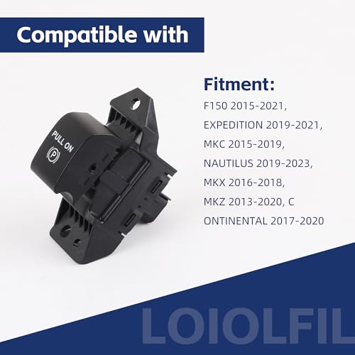 LOIOLFIL Electronic Parking Brake Switch Dash Emergency Handbrake Button Control FL3T2B623BAW FL3T-2B623-BAW Compatible with Ford F150 Expedition Lincoln MKC Nautilus MKX MKZ Continental by LOIOLFIL - Image 3