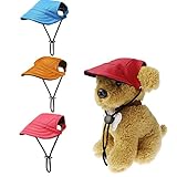 Clzemo Dog Baseball Cap with Ear Holes, 3 Pack Adjustable Dog Visor Hats Sports Caps for Outdoor Sun
