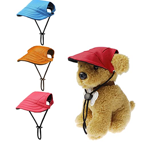 Clzemo Dog Baseball Cap With Ear Holes, 3 Pack Adjustable Dog Visor Hats Sports Caps For Outdoor Sun Protection, Breathable Dog Cooling Hats Pet Sunbonnet Outfit For Small Medium Large Dogs Cats #TOP9