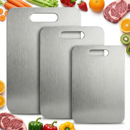 Planche à découper acier inoxydable double face antidérapante multi-usage