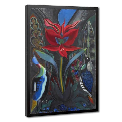 Impression sur toile Joseph Stella fleur rouge - Décoration murale salon