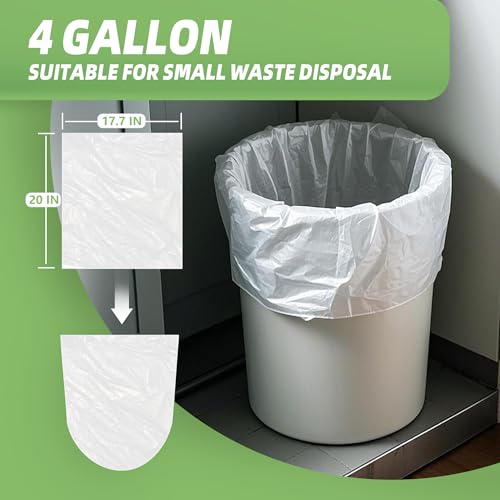4 Gallon Small Trash Bags 105 Count Tear & Leak Resistant Small Garbage Bags For Bathroom White Trash Can Liners 3G/EACH