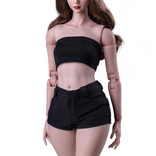 Vêtements 1/6 figurine : mini short noir en textile souple pour customisation